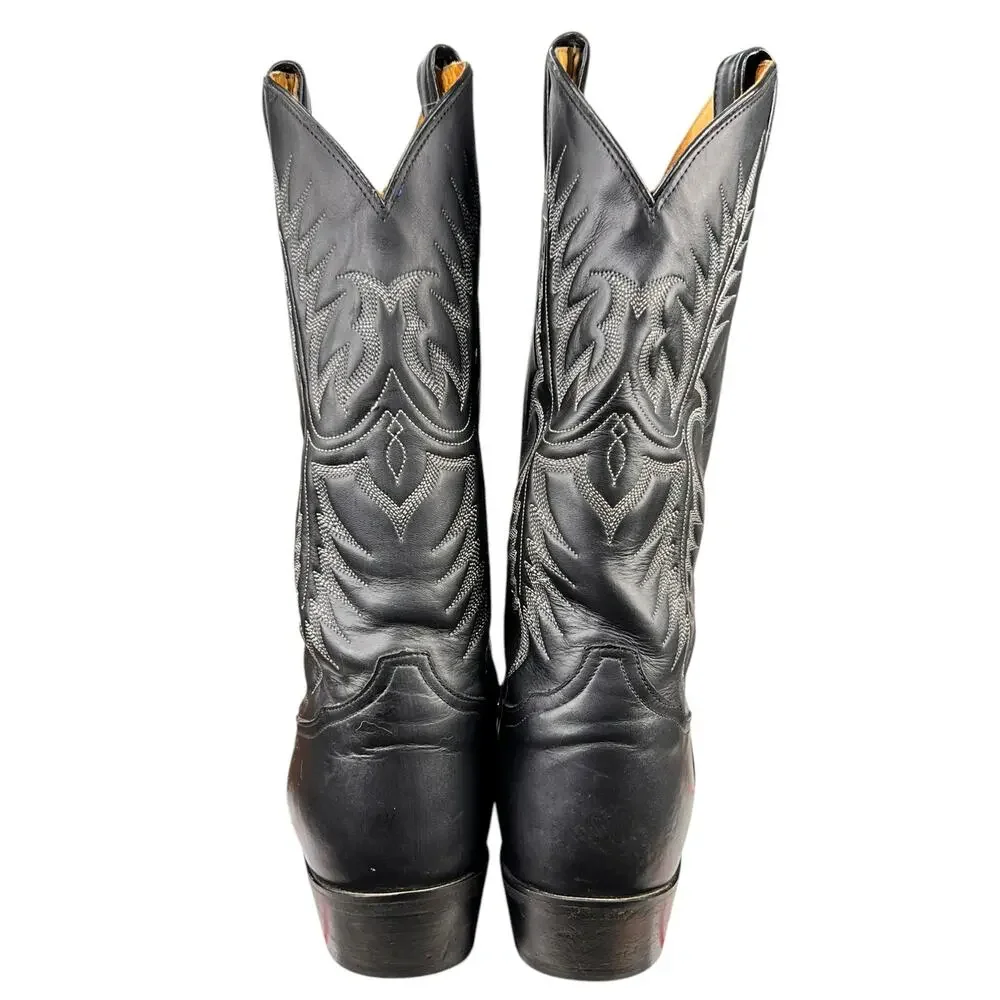 Vintage Tony Lama Mens Black Leather Western Cowboy Boots Size US 13 D